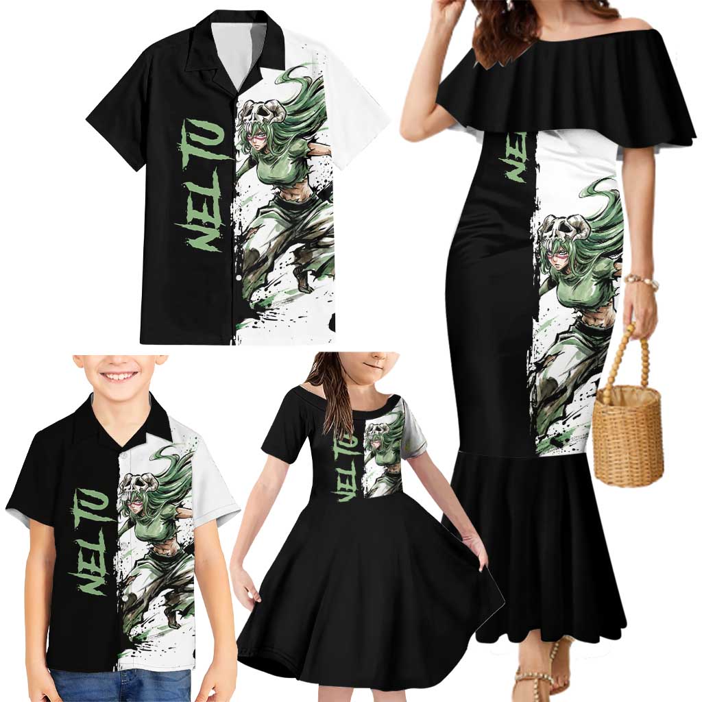 Personalized Nel Tu Family Matching Mermaid Dress and Hawaiian Shirt Ink Splash Anime Brush Style