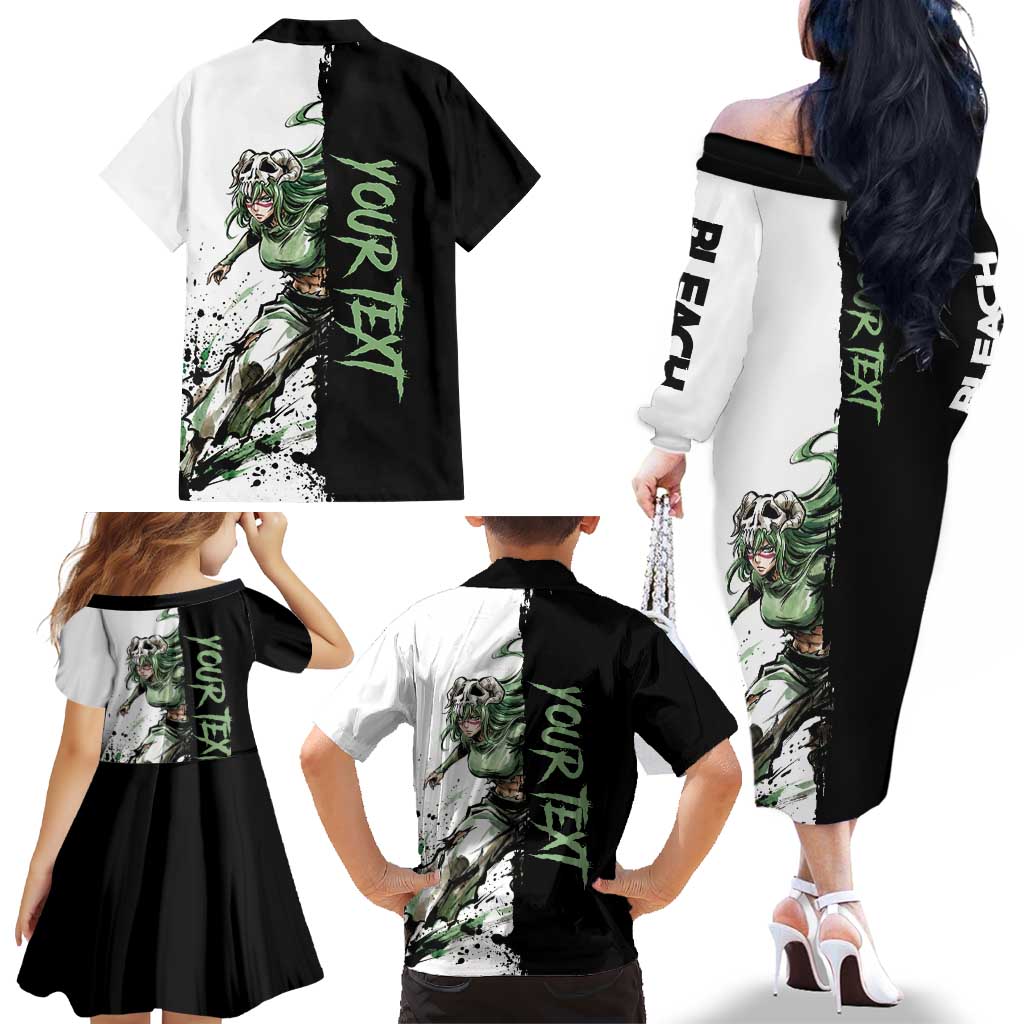 Personalized Nel Tu Family Matching Off The Shoulder Long Sleeve Dress and Hawaiian Shirt Ink Splash Anime Brush Style