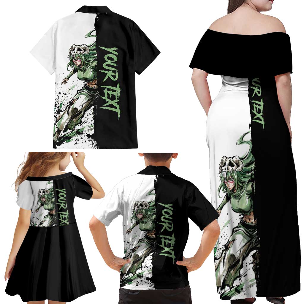 Personalized Nel Tu Family Matching Off Shoulder Maxi Dress and Hawaiian Shirt Ink Splash Anime Brush Style