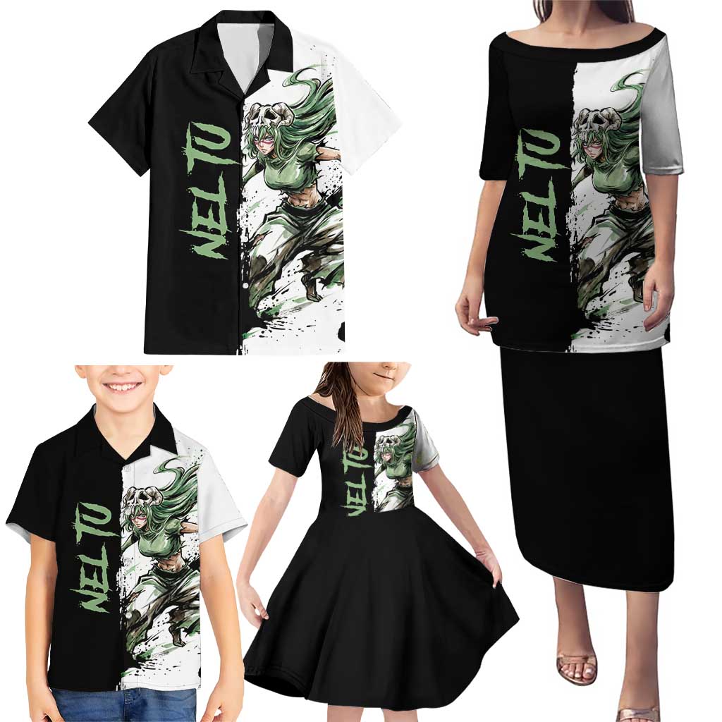 Personalized Nel Tu Family Matching Puletasi and Hawaiian Shirt Ink Splash Anime Brush Style