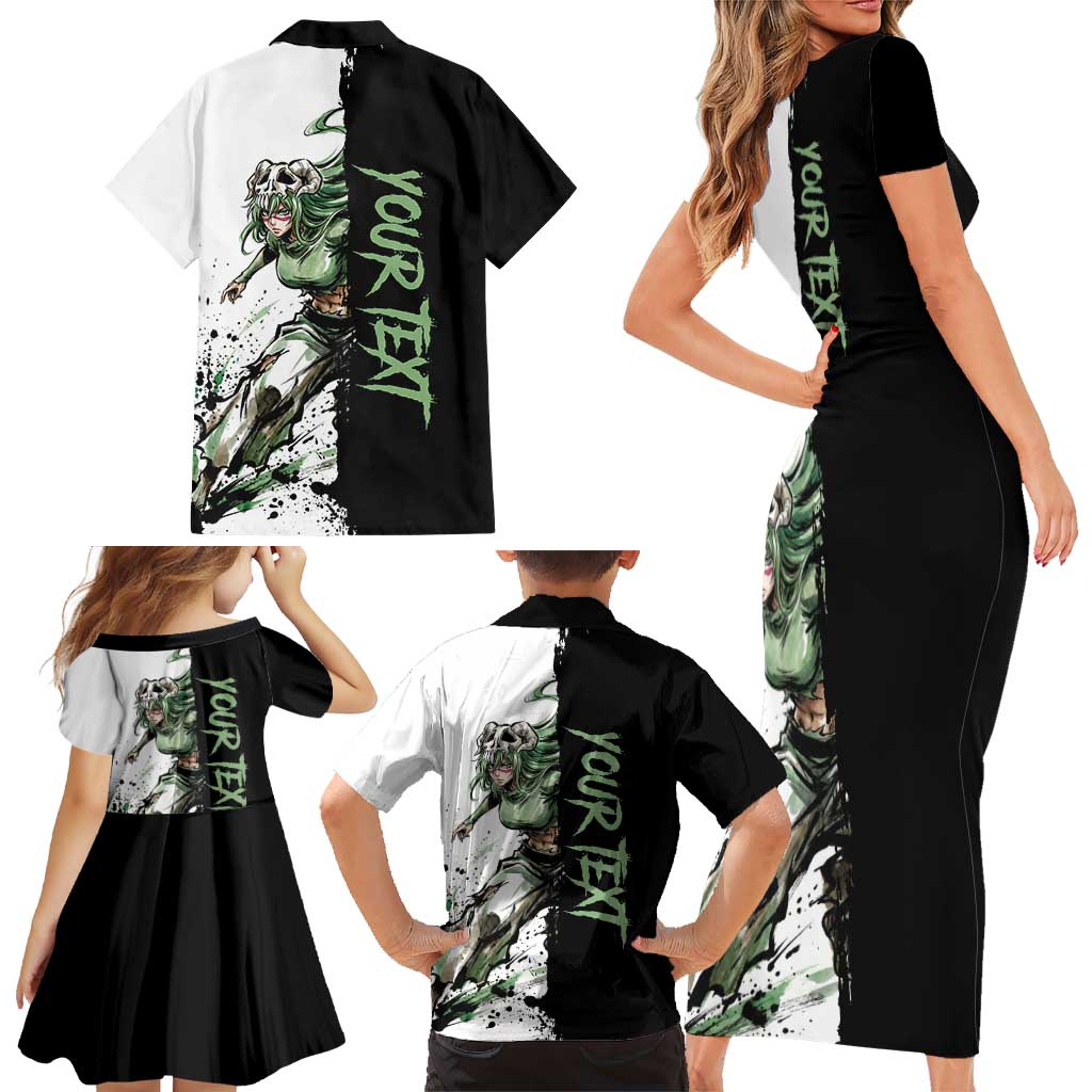 Personalized Nel Tu Family Matching Short Sleeve Bodycon Dress and Hawaiian Shirt Ink Splash Anime Brush Style