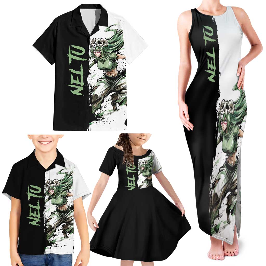 Personalized Nel Tu Family Matching Tank Maxi Dress and Hawaiian Shirt Ink Splash Anime Brush Style