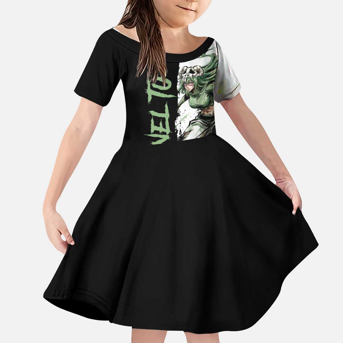 Personalized Nel Tu Kid Short Sleeve Dress Ink Splash Anime Brush Style