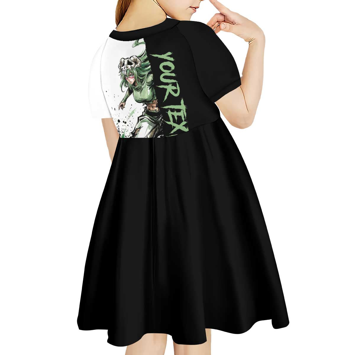 Personalized Nel Tu Kid Short Sleeve Dress Ink Splash Anime Brush Style