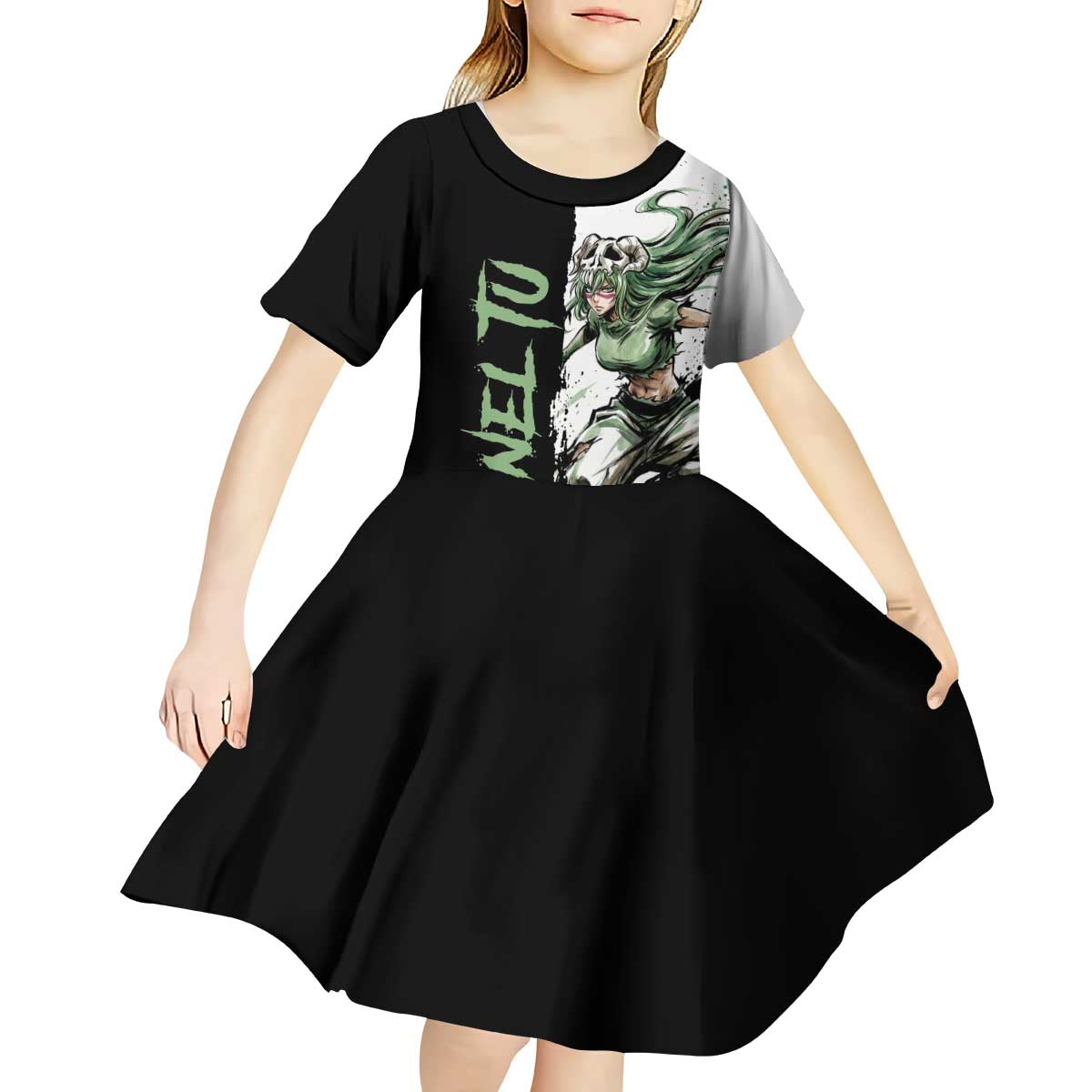 Personalized Nel Tu Kid Short Sleeve Dress Ink Splash Anime Brush Style