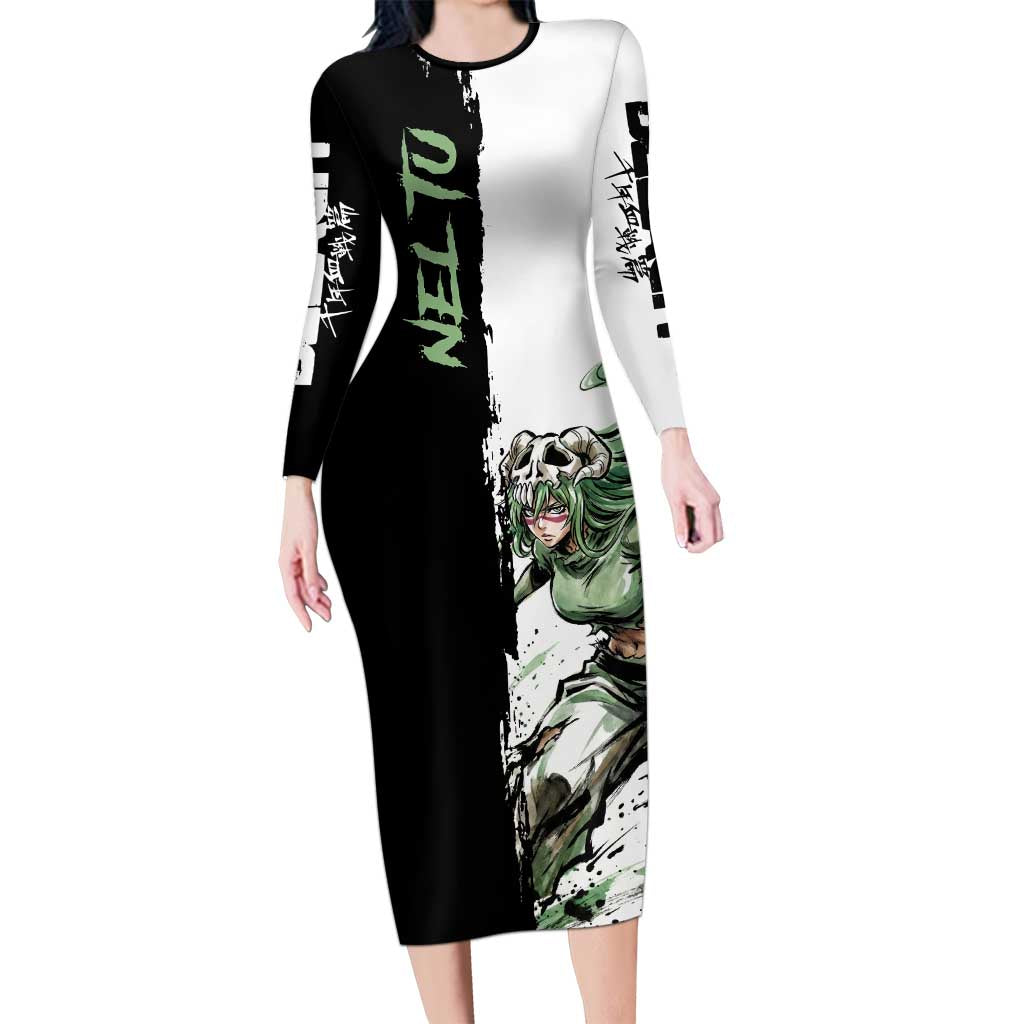 Personalized Nel Tu Long Sleeve Bodycon Dress Ink Splash Anime Brush Style