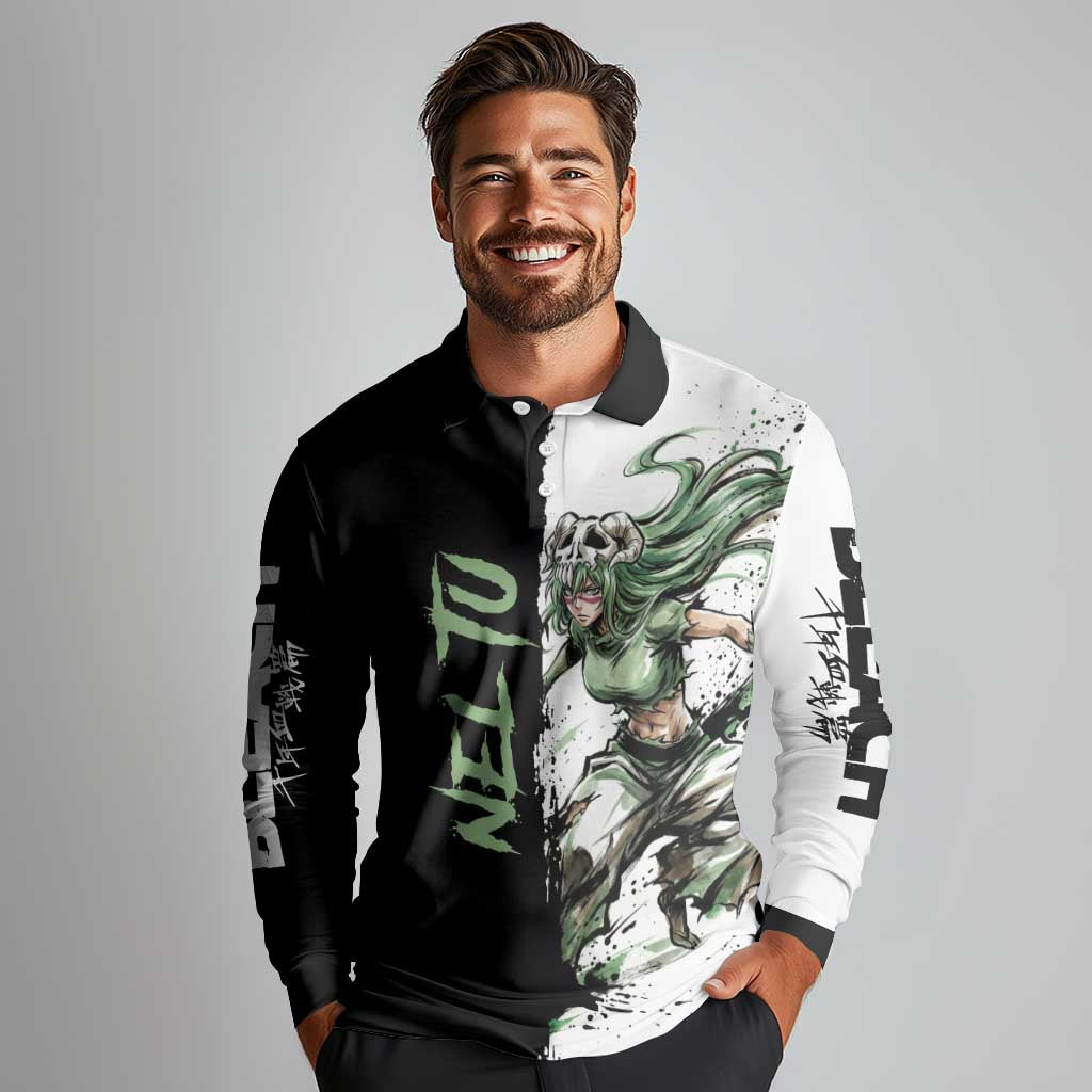 Personalized Nel Tu Long Sleeve Polo Shirt Ink Splash Anime Brush Style