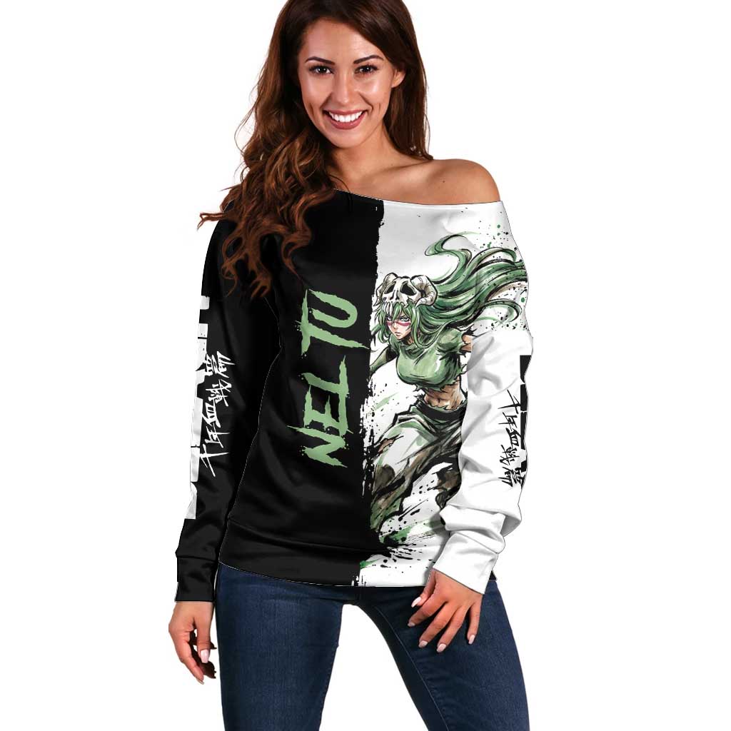 Personalized Nel Tu Off Shoulder Sweater Ink Splash Anime Brush Style