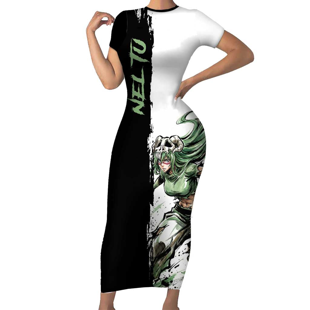 Personalized Nel Tu Short Sleeve Bodycon Dress Ink Splash Anime Brush Style