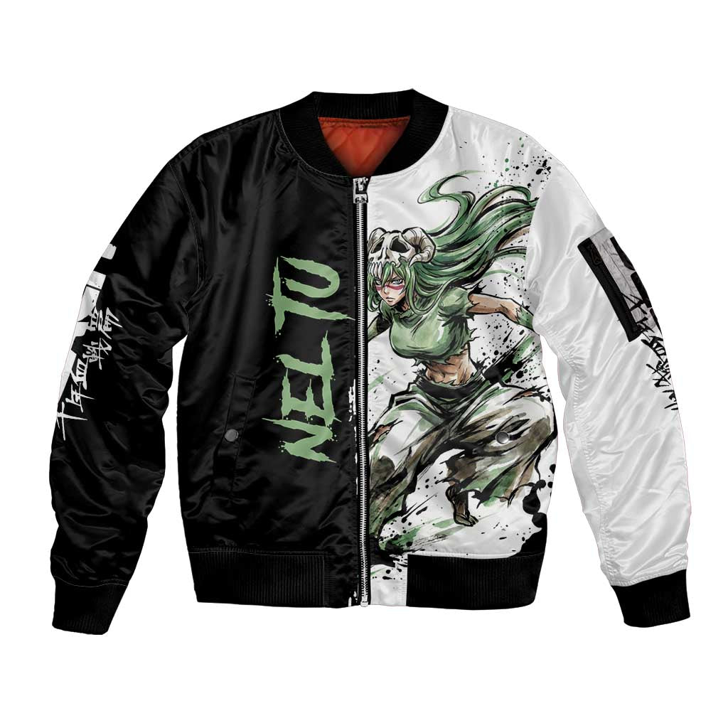 Personalized Nel Tu Sleeve Zip Bomber Jacket Ink Splash Anime Brush Style