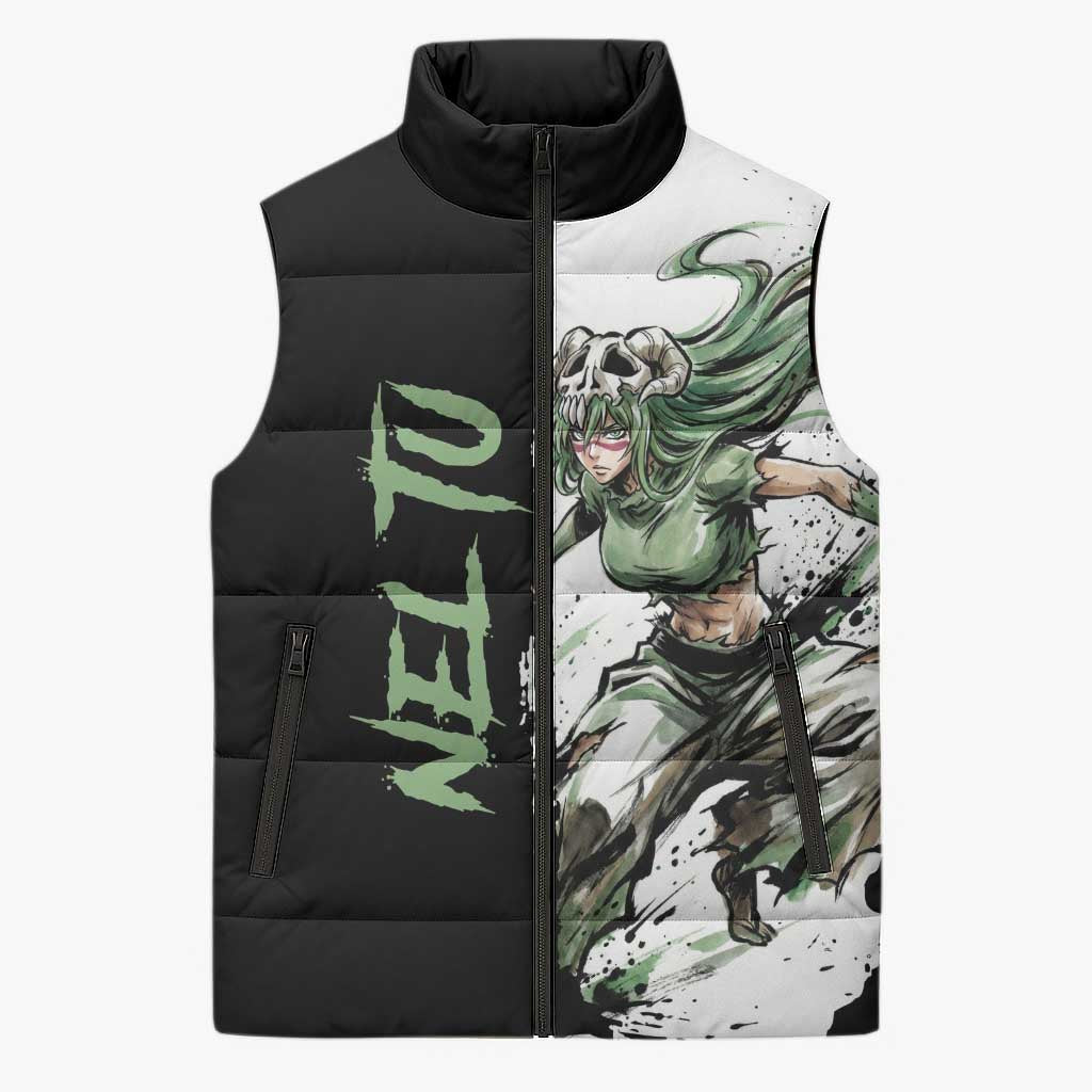 Personalized Nel Tu Sleeveless Puffer Jacket Ink Splash Anime Brush Style