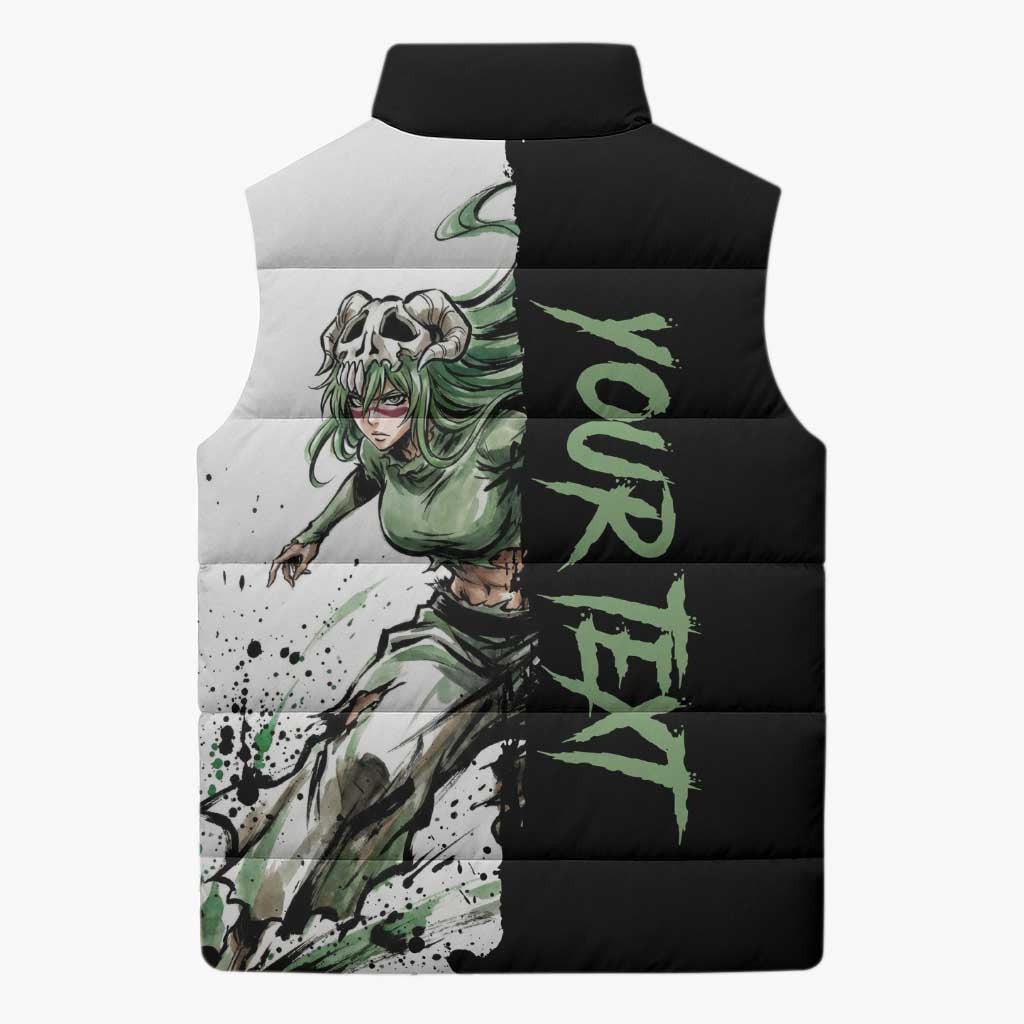 Personalized Nel Tu Sleeveless Puffer Jacket Ink Splash Anime Brush Style