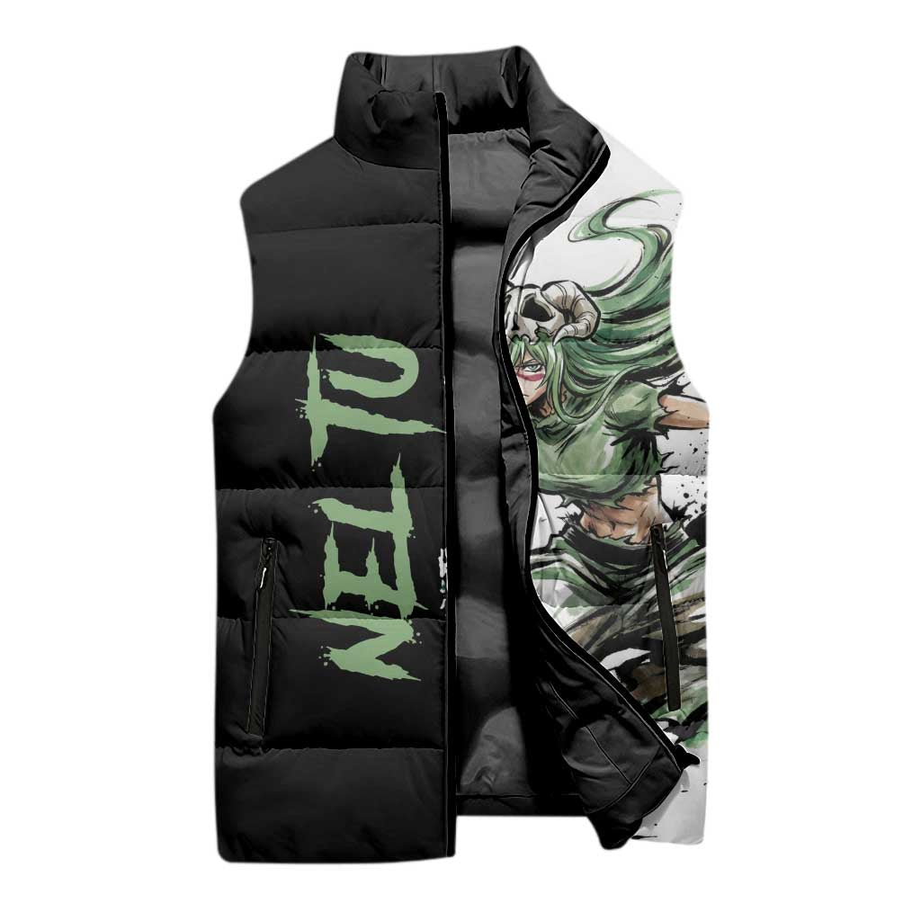 Personalized Nel Tu Sleeveless Puffer Jacket Ink Splash Anime Brush Style