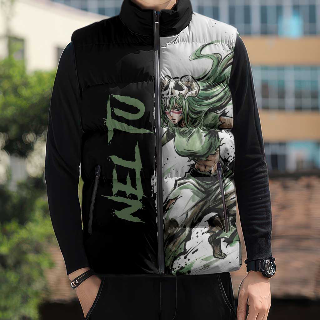 Personalized Nel Tu Sleeveless Puffer Jacket Ink Splash Anime Brush Style
