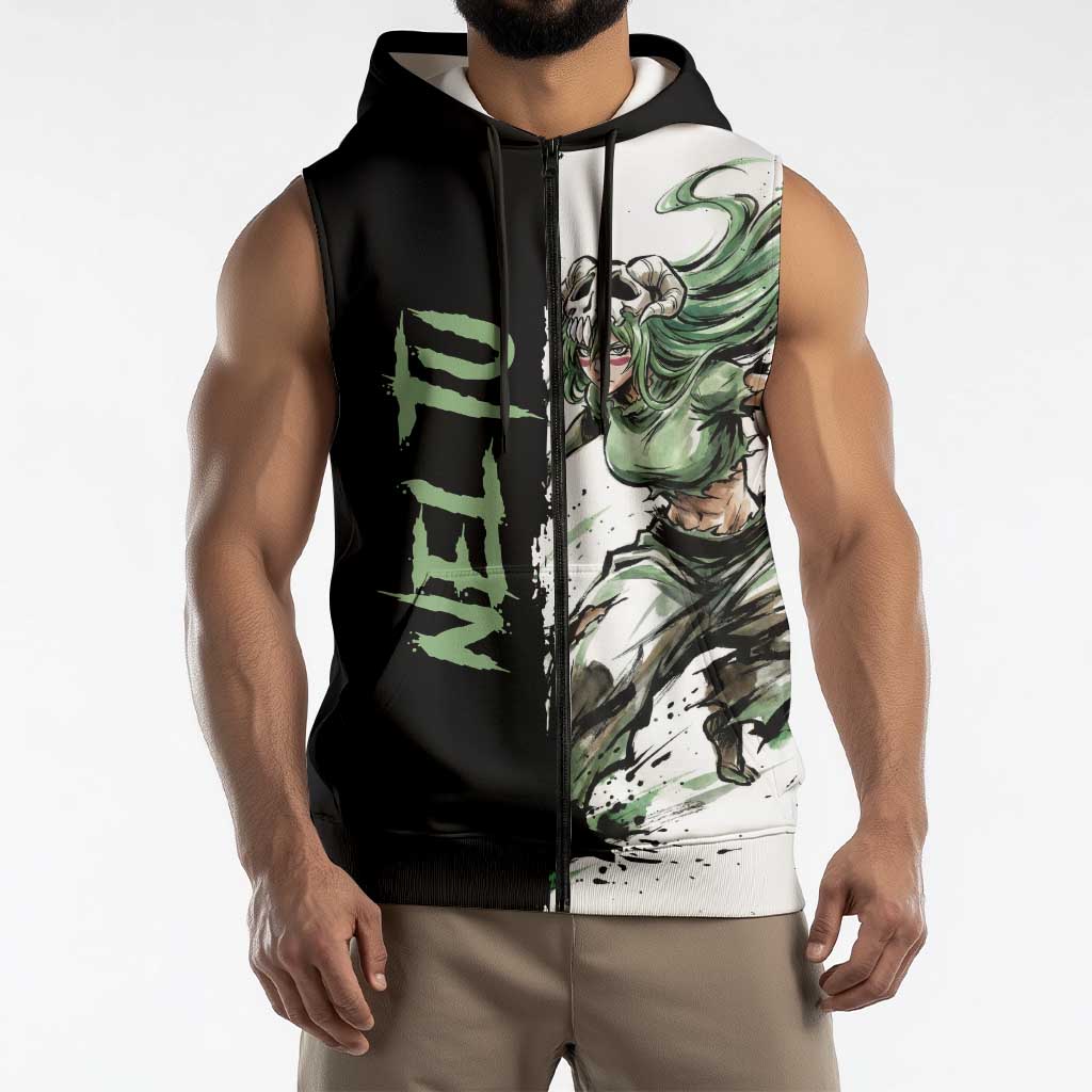 Personalized Nel Tu Sleeveless Zip Hoodie Ink Splash Anime Brush Style