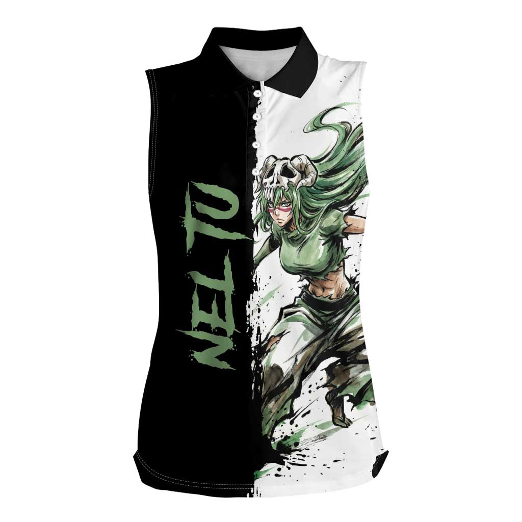 Personalized Nel Tu Women Sleeveless Polo Shirt Ink Splash Anime Brush Style