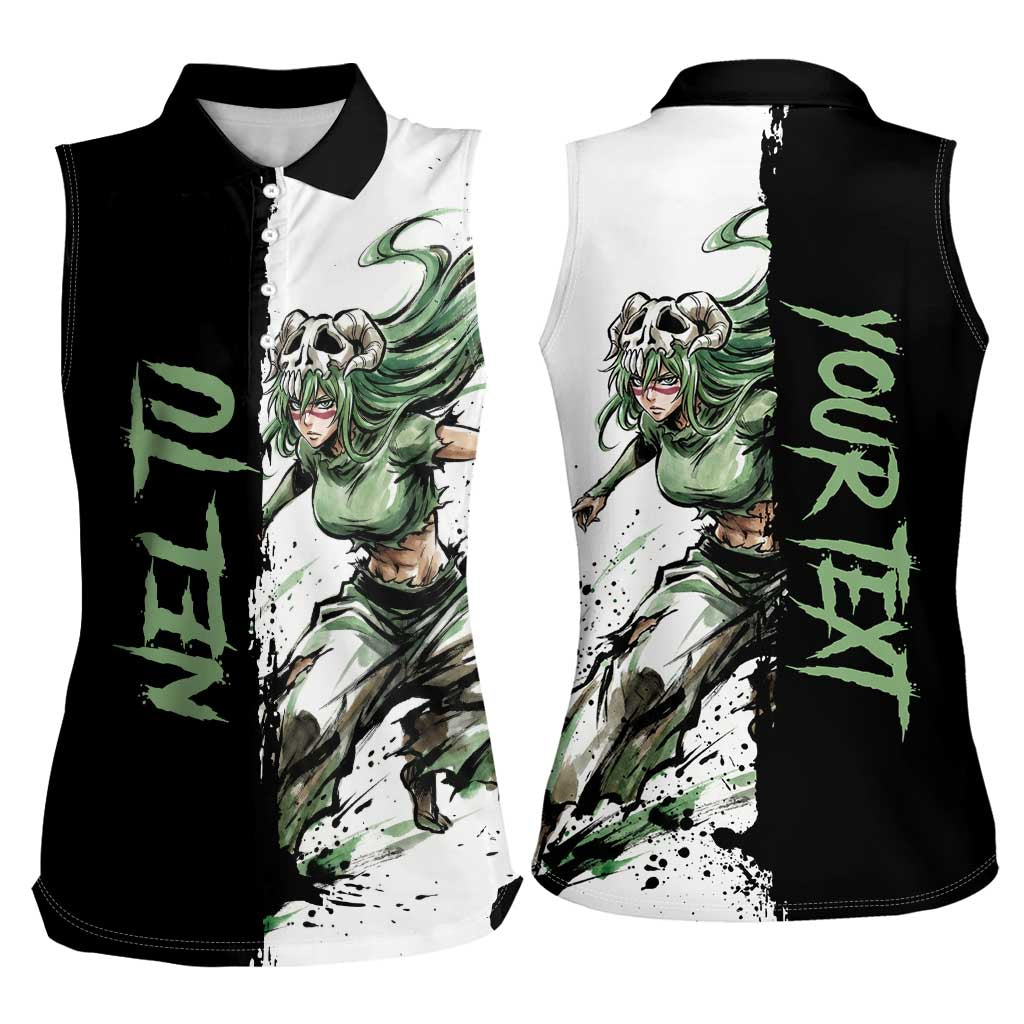 Personalized Nel Tu Women Sleeveless Polo Shirt Ink Splash Anime Brush Style