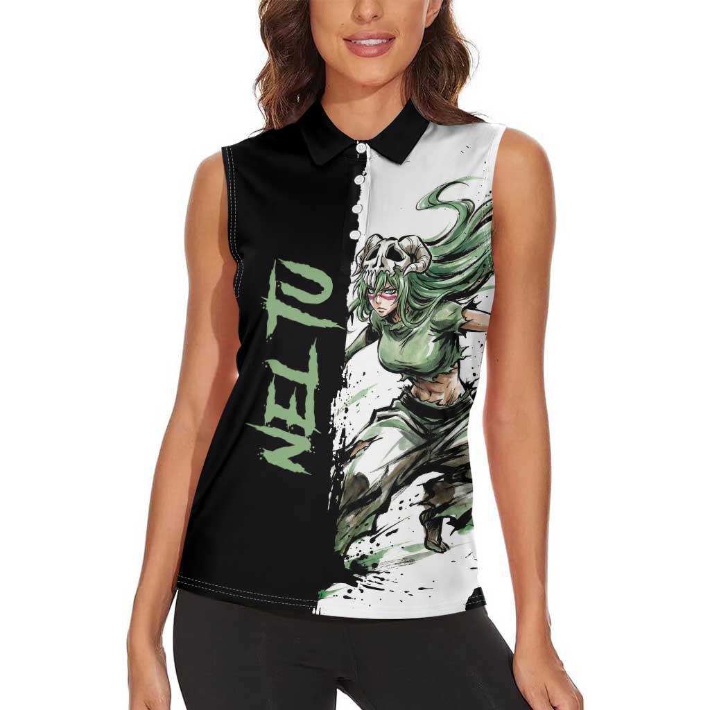 Personalized Nel Tu Women Sleeveless Polo Shirt Ink Splash Anime Brush Style