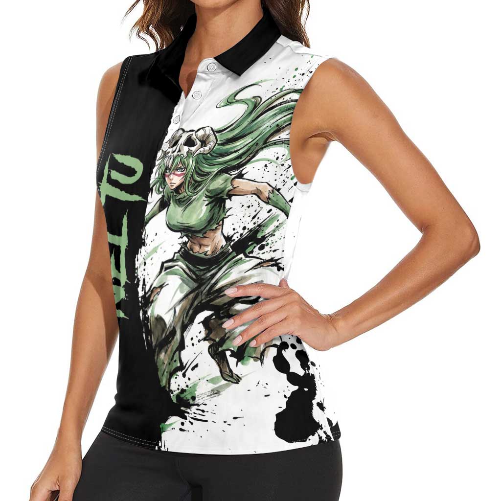 Personalized Nel Tu Women Sleeveless Polo Shirt Ink Splash Anime Brush Style