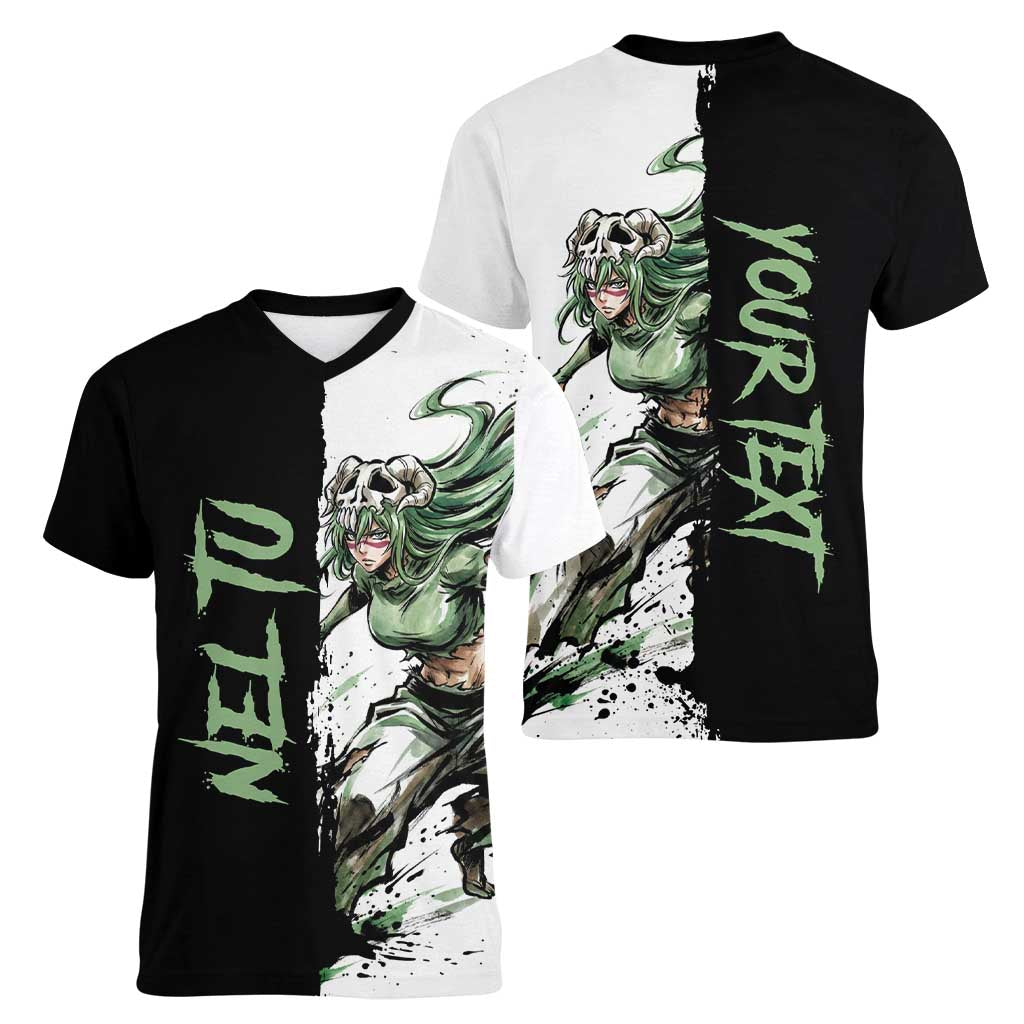 Personalized Nel Tu Women V-Neck T-Shirt Ink Splash Anime Brush Style