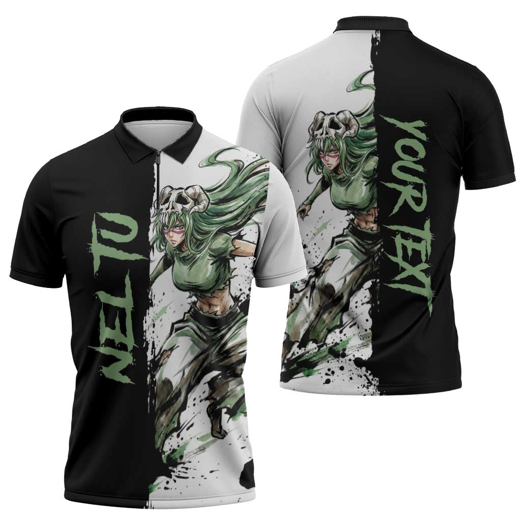 Personalized Nel Tu Zipper Polo Shirt Ink Splash Anime Brush Style
