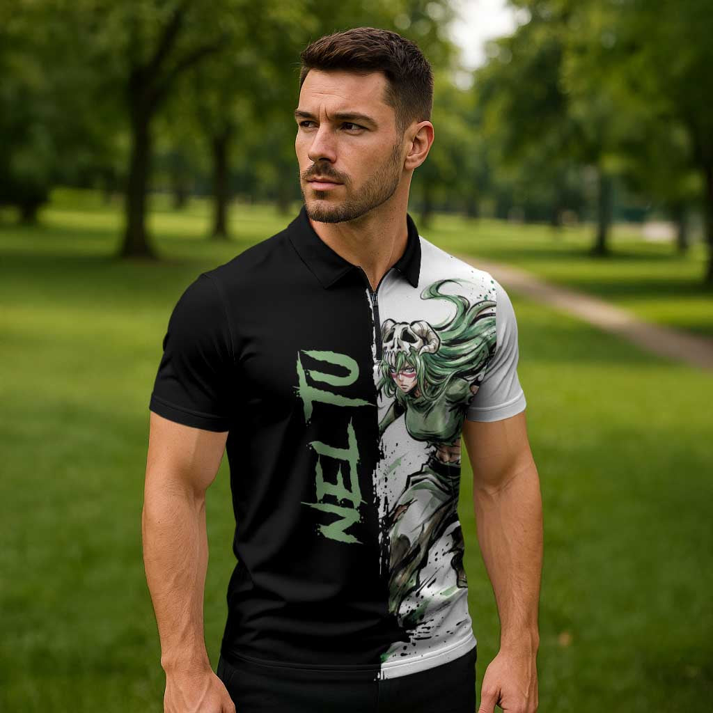 Personalized Nel Tu Zipper Polo Shirt Ink Splash Anime Brush Style