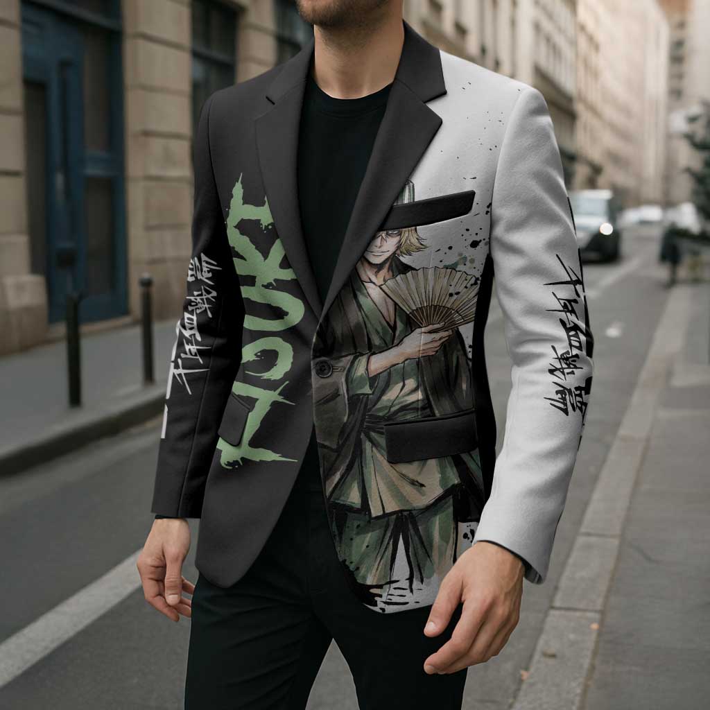 Personalized Kisuke Urahara Blazer Ink Splash Anime Brush Style