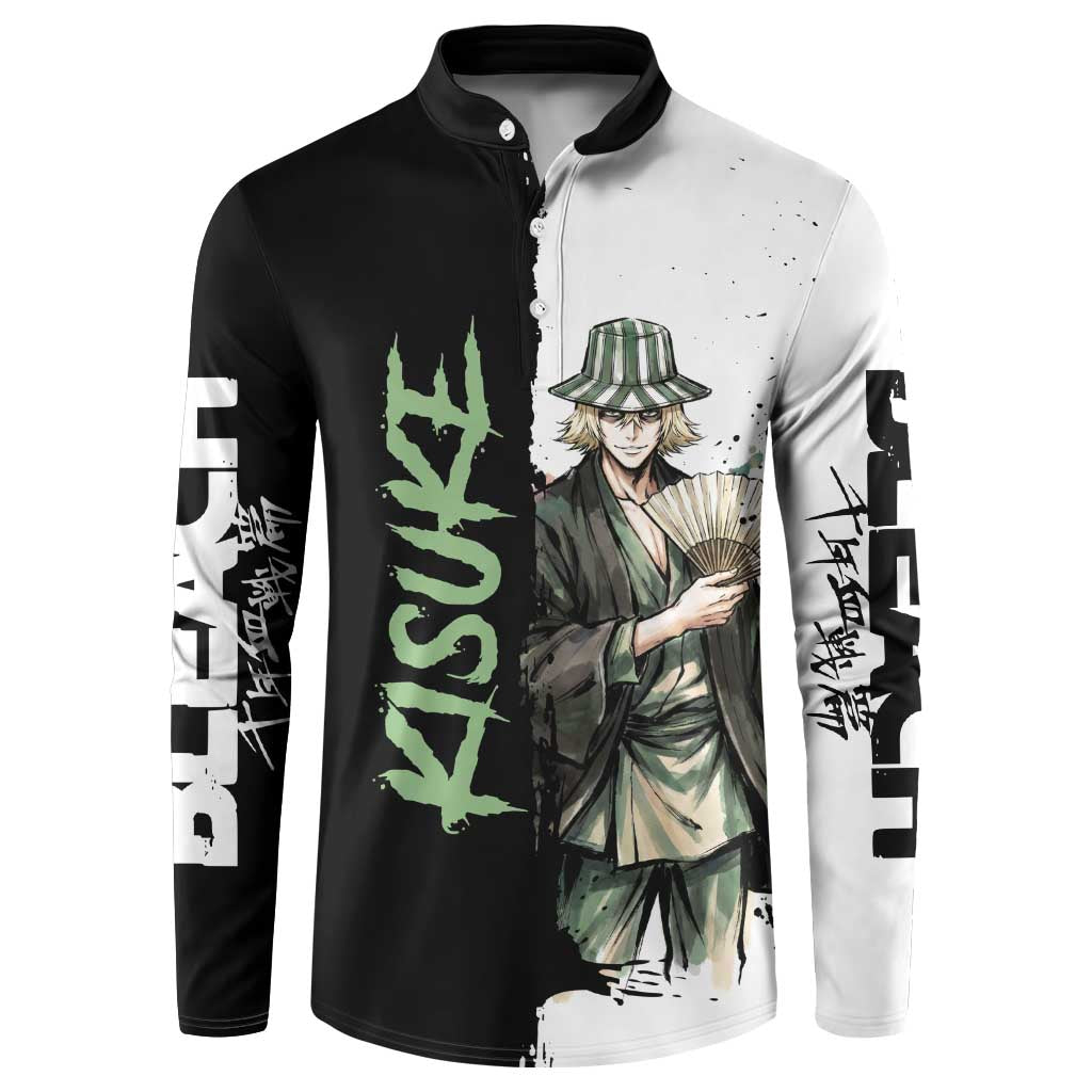 Personalized Kisuke Urahara Button Sweatshirt Ink Splash Anime Brush Style