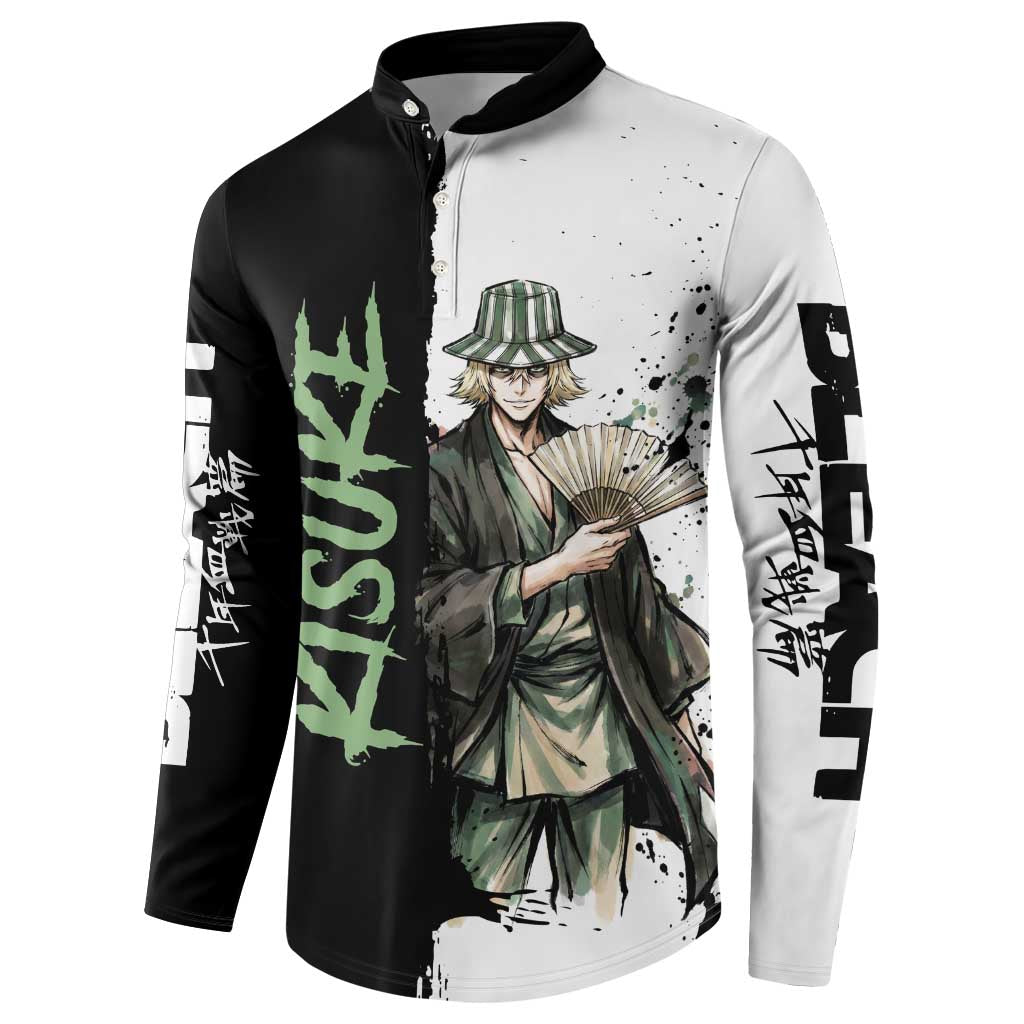 Personalized Kisuke Urahara Button Sweatshirt Ink Splash Anime Brush Style