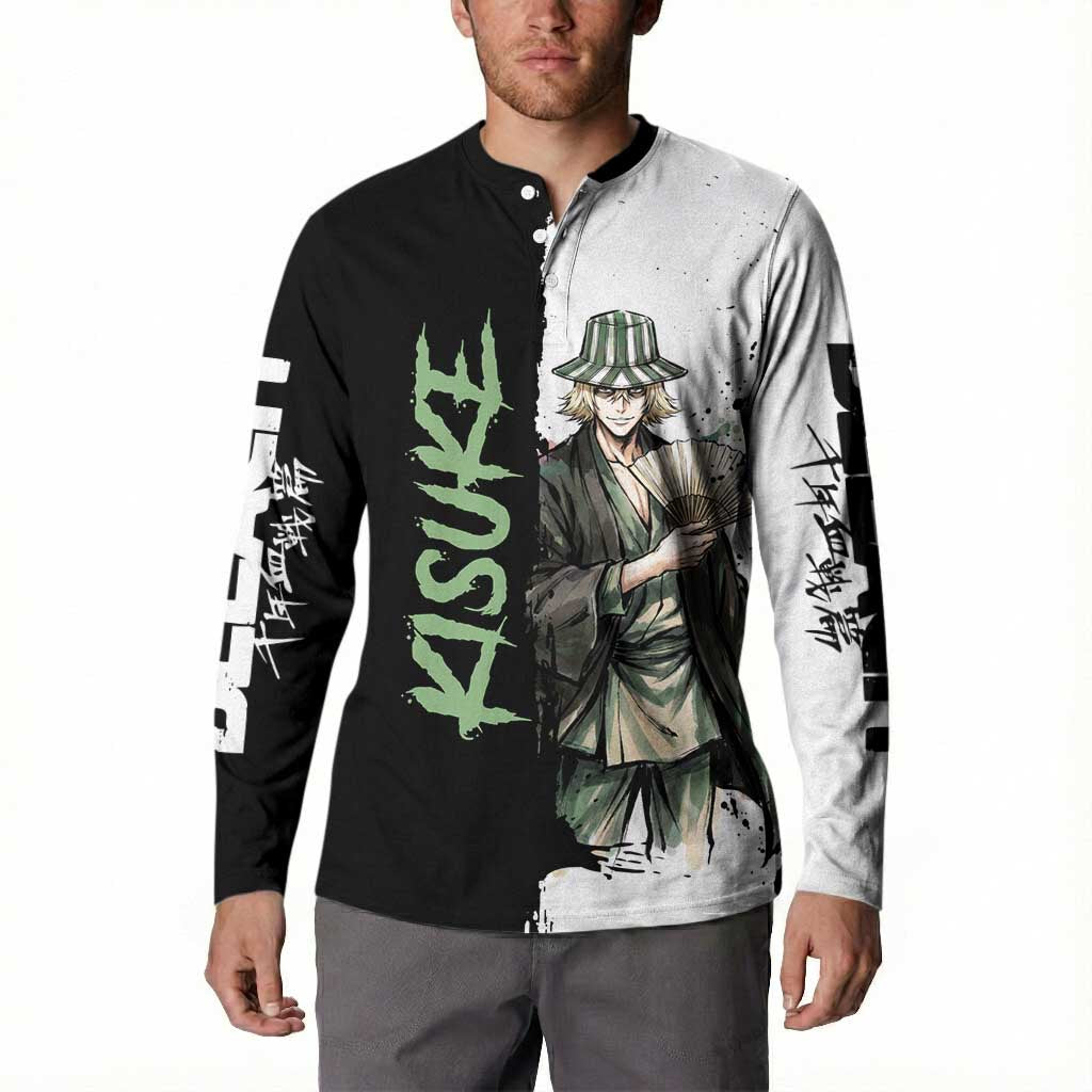 Personalized Kisuke Urahara Button Sweatshirt Ink Splash Anime Brush Style