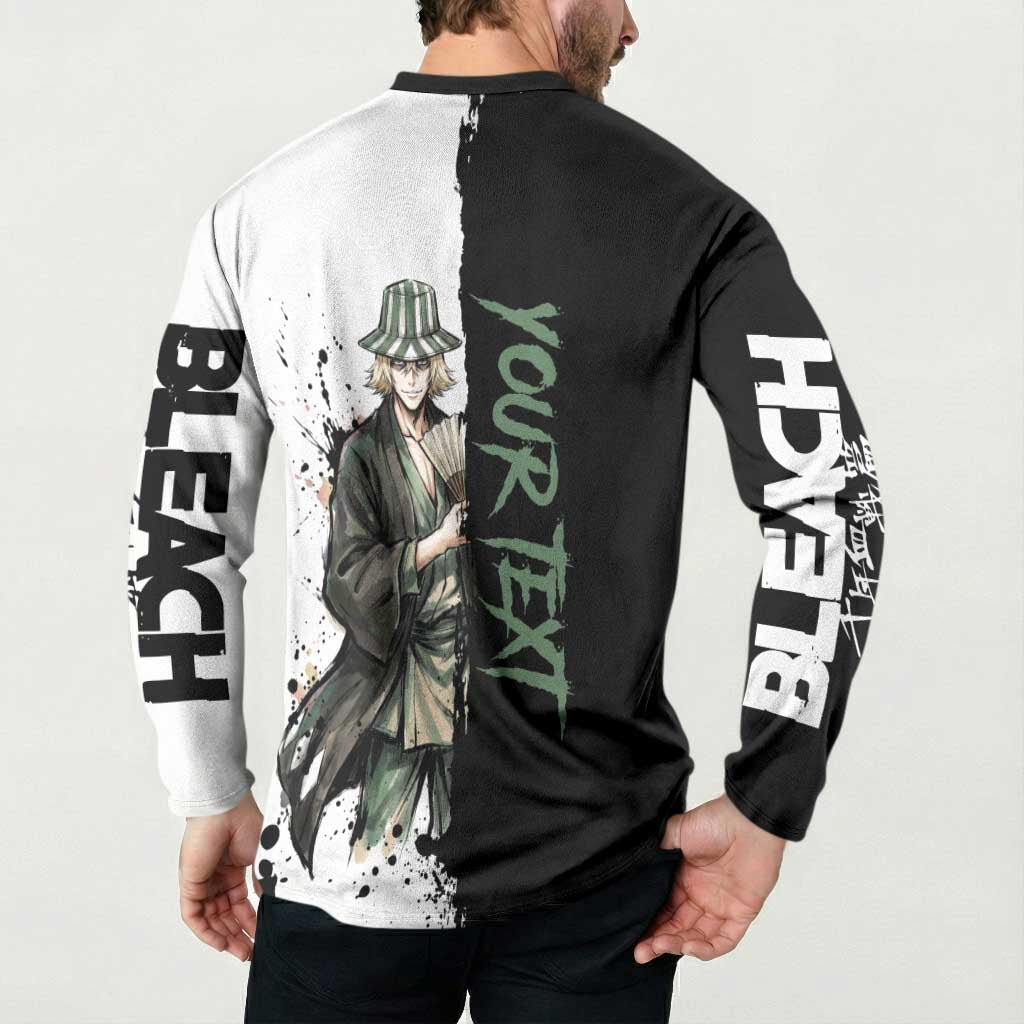 Personalized Kisuke Urahara Button Sweatshirt Ink Splash Anime Brush Style