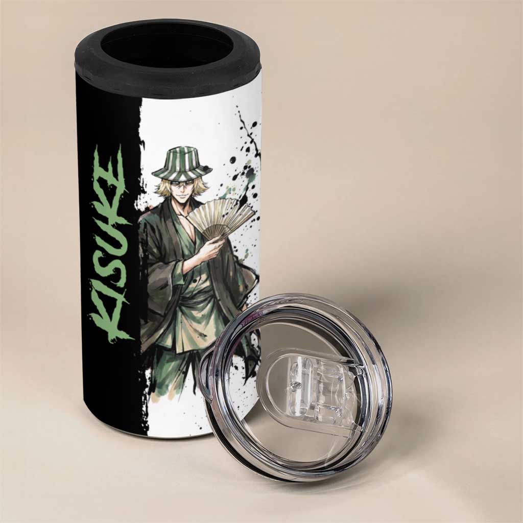 Personalized Kisuke Urahara 4 in 1 Can Cooler Tumbler Ink Splash Anime Brush Style