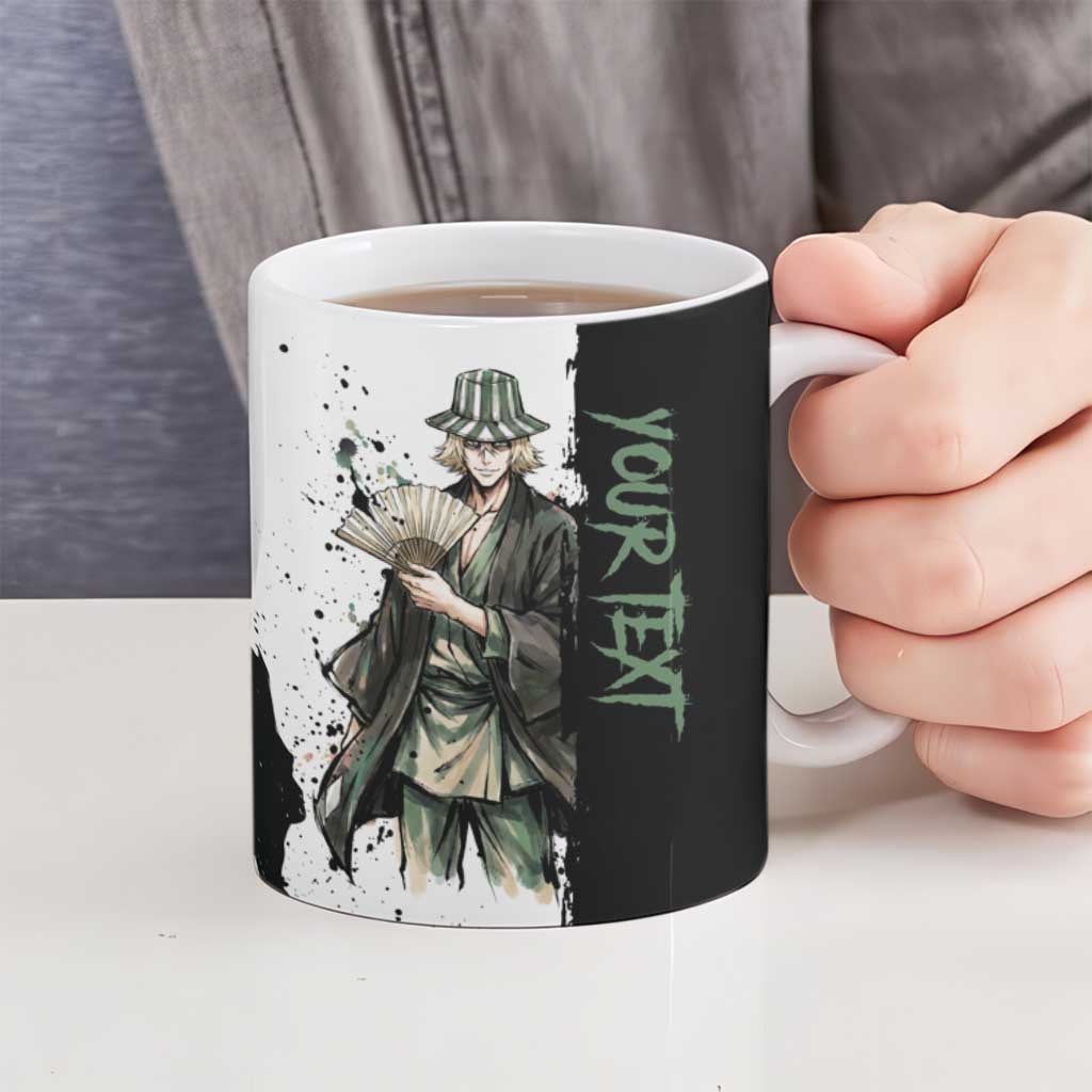 Personalized Kisuke Urahara Ceramic Mug Ink Splash Anime Brush Style