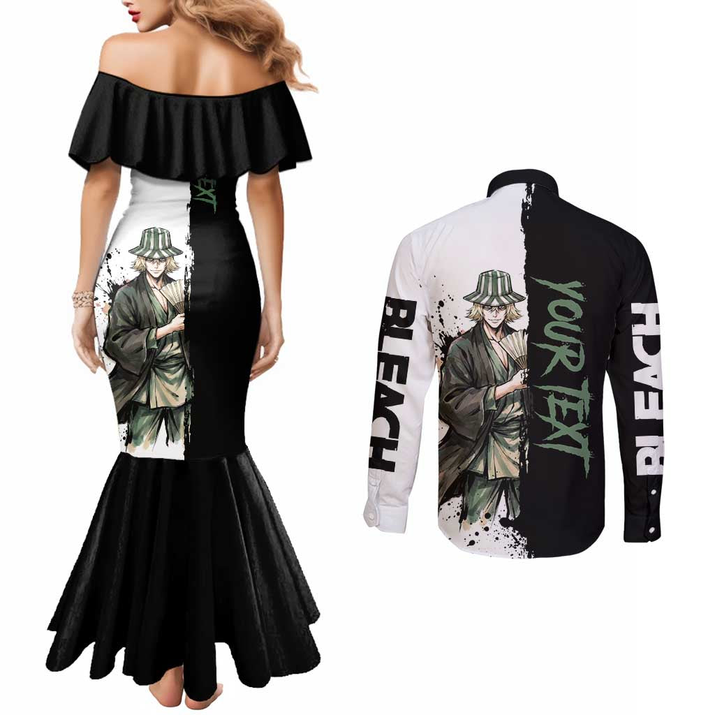 Personalized Kisuke Urahara Couples Matching Mermaid Dress and Long Sleeve Button Shirt Ink Splash Anime Brush Style