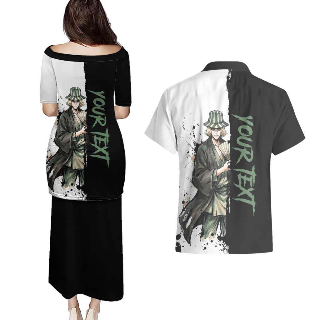 Personalized Kisuke Urahara Couples Matching Puletasi and Hawaiian Shirt Ink Splash Anime Brush Style