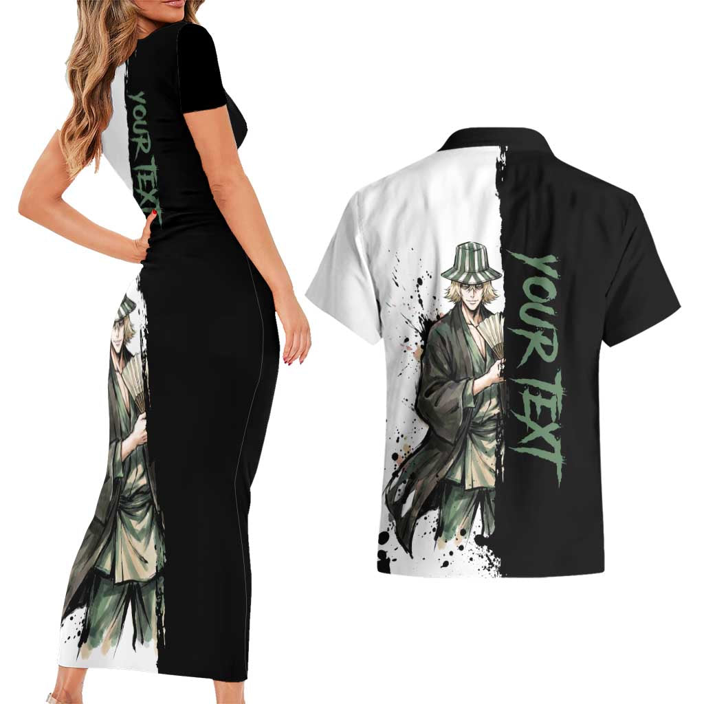 Personalized Kisuke Urahara Couples Matching Short Sleeve Bodycon Dress and Hawaiian Shirt Ink Splash Anime Brush Style