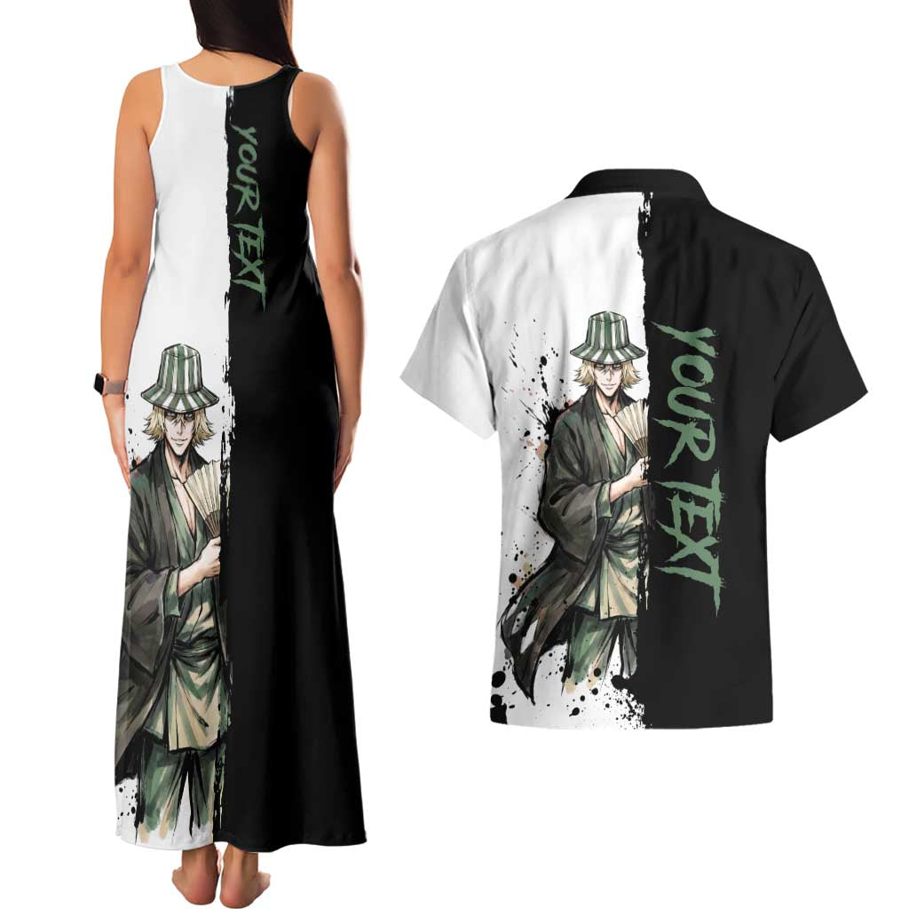 Personalized Kisuke Urahara Couples Matching Tank Maxi Dress and Hawaiian Shirt Ink Splash Anime Brush Style
