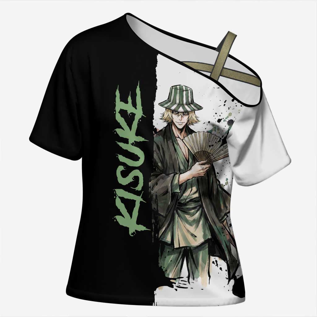 Personalized Kisuke Urahara Cross Shoulder Shirt Ink Splash Anime Brush Style