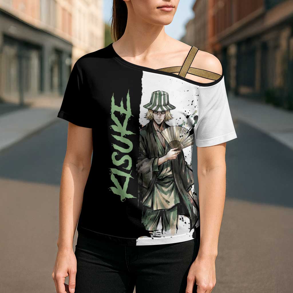 Personalized Kisuke Urahara Cross Shoulder Shirt Ink Splash Anime Brush Style