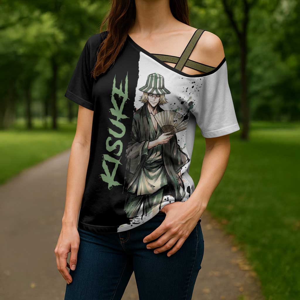 Personalized Kisuke Urahara Cross Shoulder Shirt Ink Splash Anime Brush Style