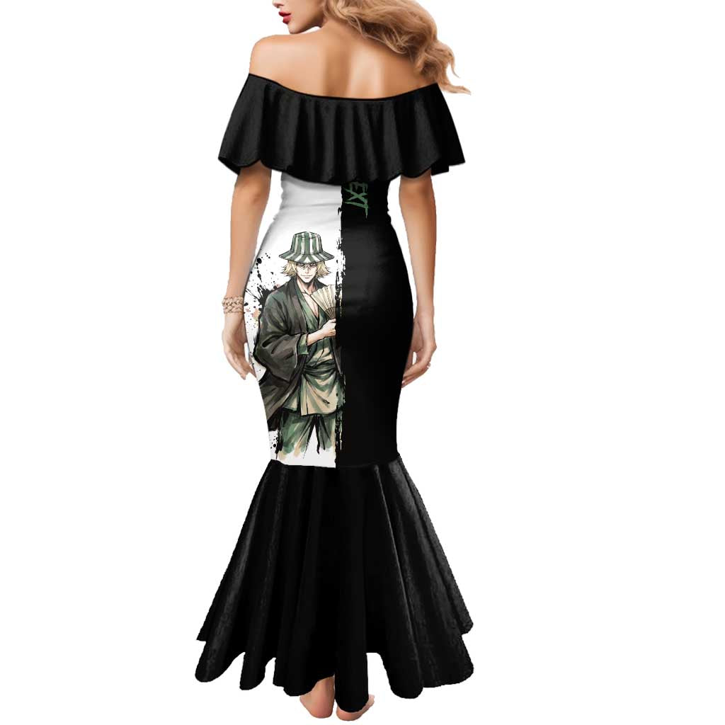 Personalized Kisuke Urahara Family Matching Mermaid Dress and Hawaiian Shirt Ink Splash Anime Brush Style