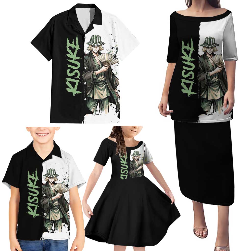 Personalized Kisuke Urahara Family Matching Puletasi and Hawaiian Shirt Ink Splash Anime Brush Style