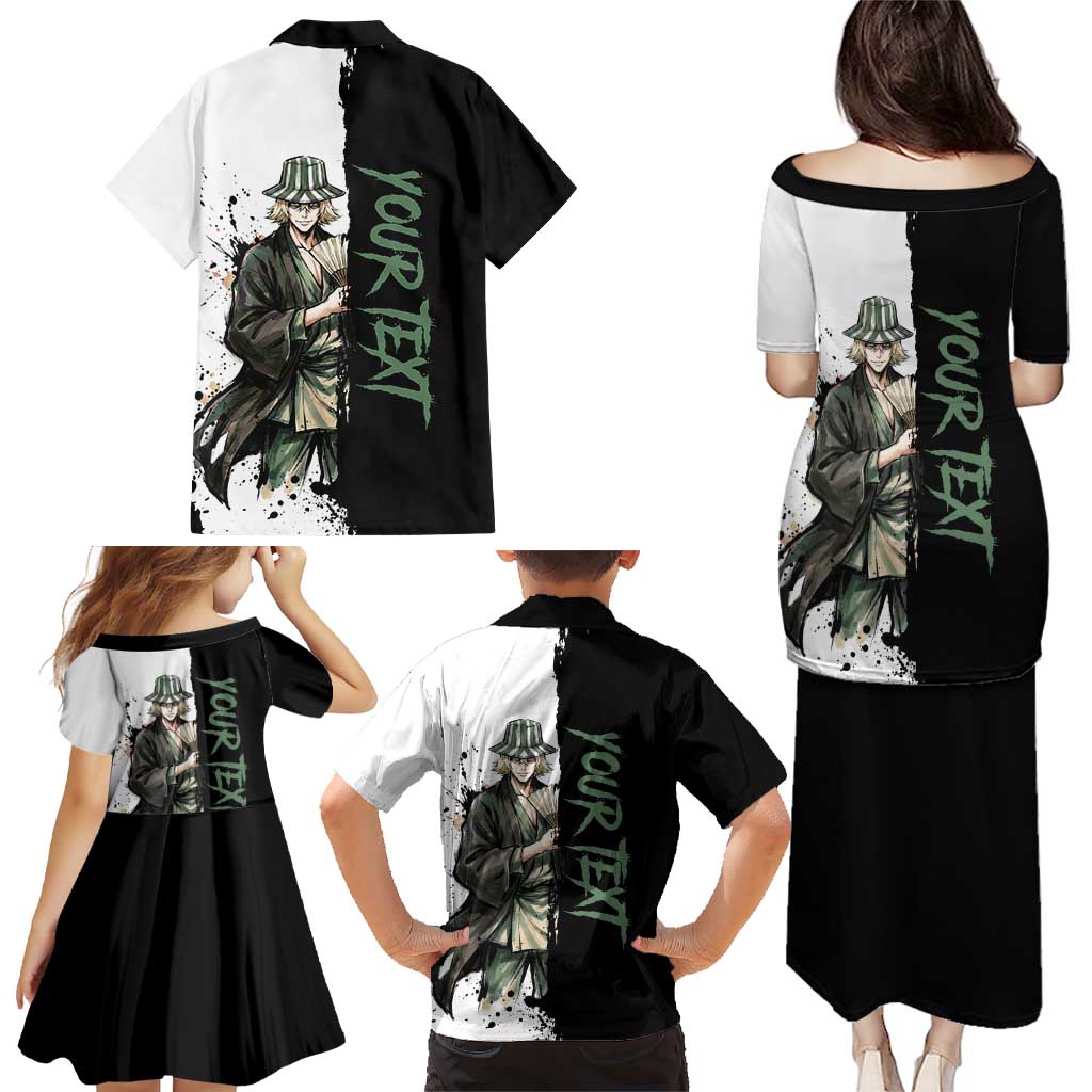 Personalized Kisuke Urahara Family Matching Puletasi and Hawaiian Shirt Ink Splash Anime Brush Style