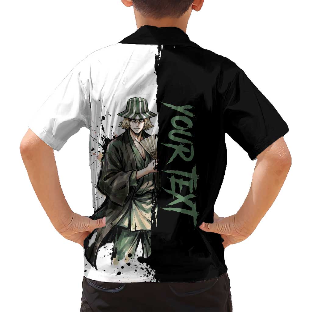 Personalized Kisuke Urahara Family Matching Short Sleeve Bodycon Dress and Hawaiian Shirt Ink Splash Anime Brush Style