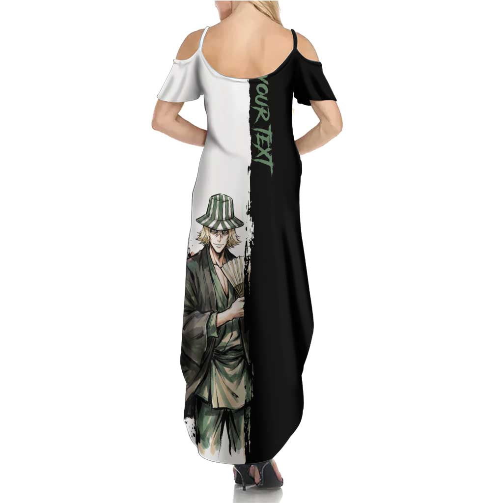 Personalized Kisuke Urahara Family Matching Summer Maxi Dress and Hawaiian Shirt Ink Splash Anime Brush Style