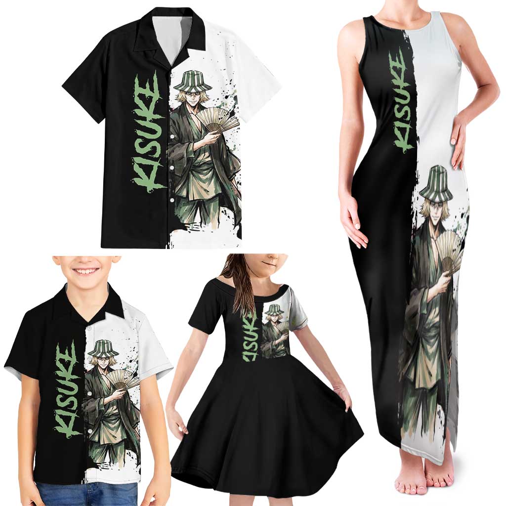 Personalized Kisuke Urahara Family Matching Tank Maxi Dress and Hawaiian Shirt Ink Splash Anime Brush Style