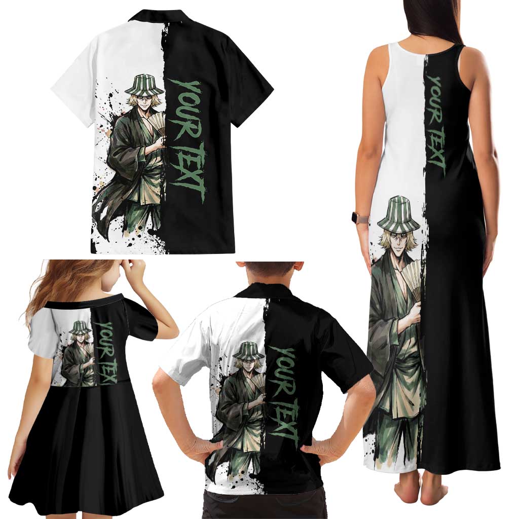 Personalized Kisuke Urahara Family Matching Tank Maxi Dress and Hawaiian Shirt Ink Splash Anime Brush Style