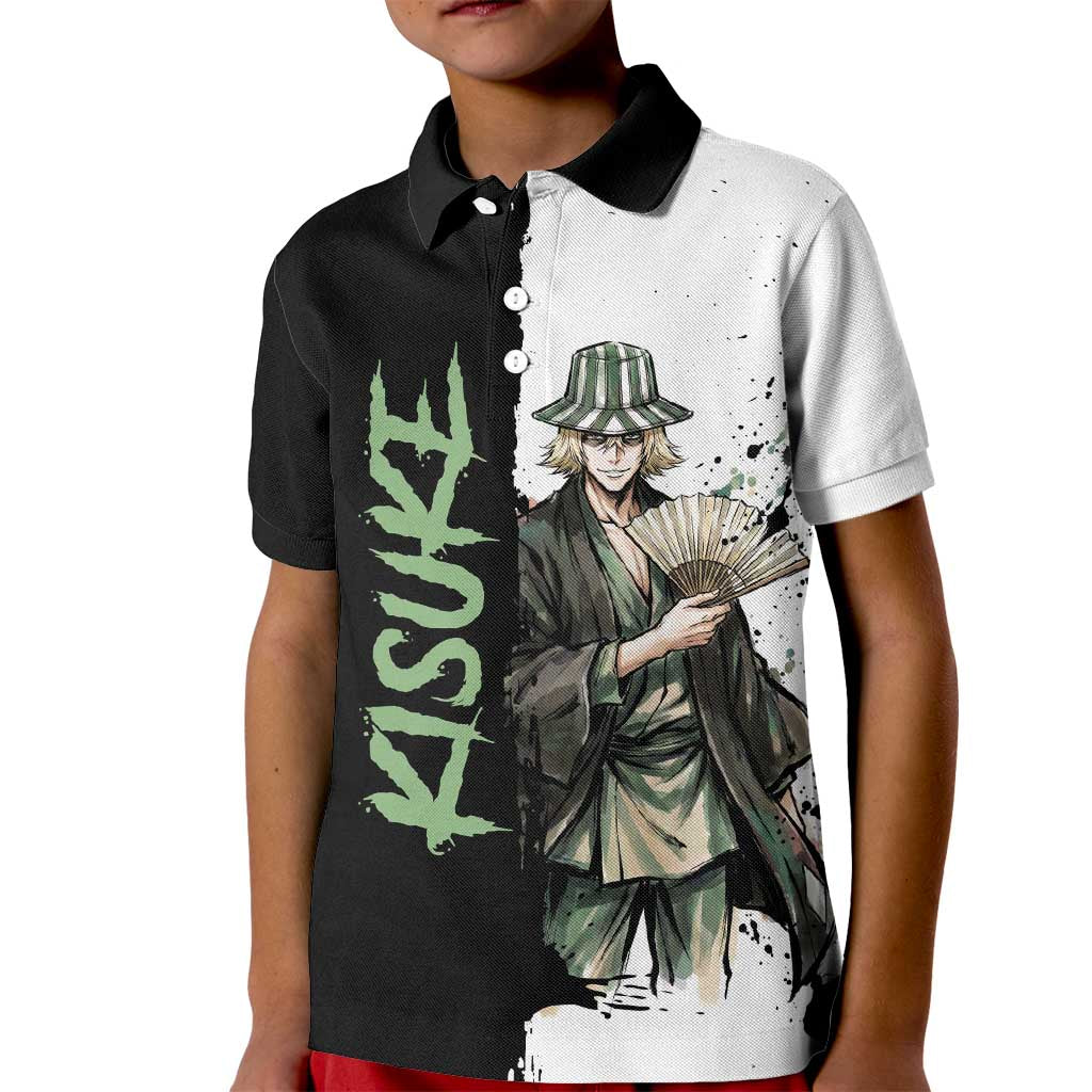 Personalized Kisuke Urahara Kid Polo Shirt Ink Splash Anime Brush Style