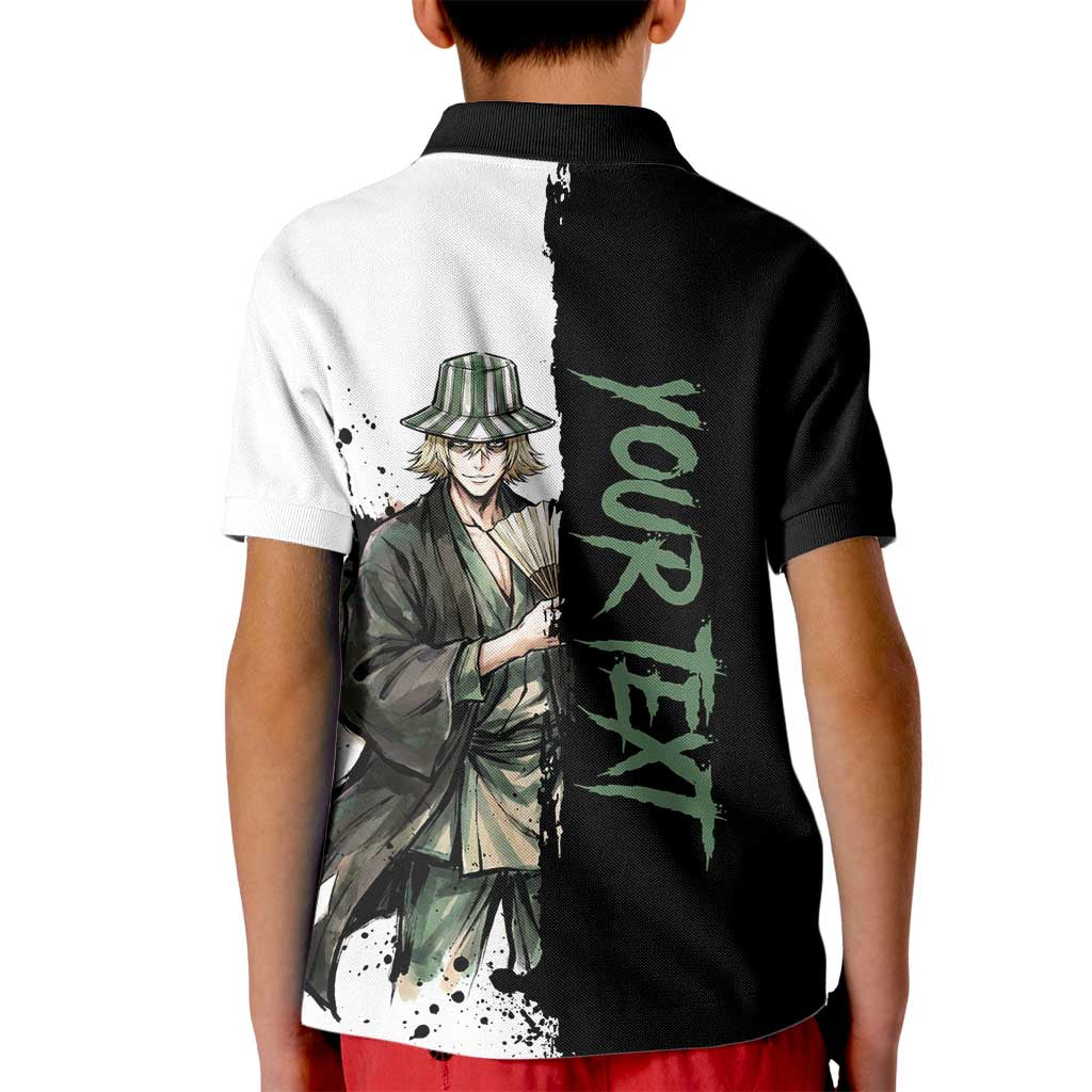 Personalized Kisuke Urahara Kid Polo Shirt Ink Splash Anime Brush Style