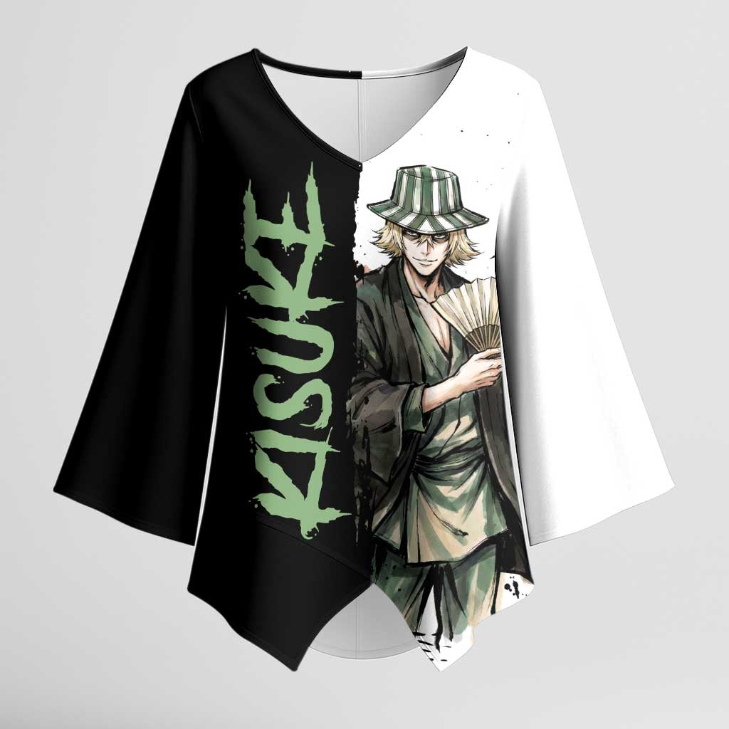 Personalized Kisuke Urahara Kimono Sleeve Blouse Ink Splash Anime Brush Style